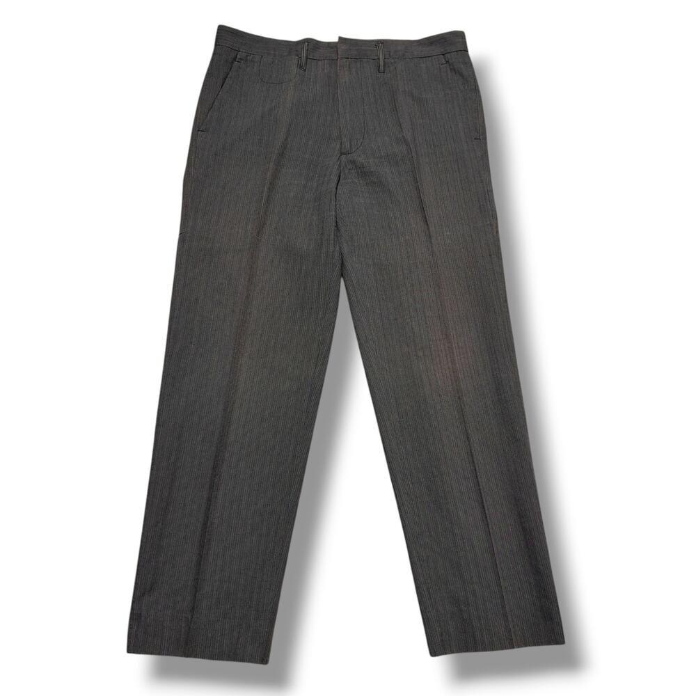 Marc by Marc Jacobs Wool Dress Pants Trousers Flat Front Brown Stripe 34x30